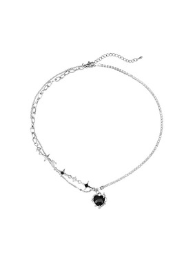 辣妹标配！黑色钛钢项链