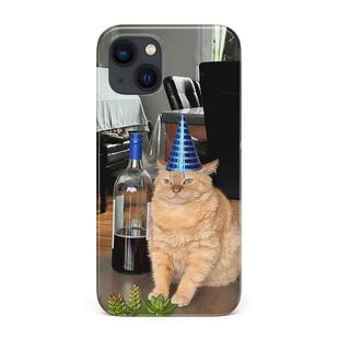 酒鬼小猫橘猫庆祝可爱小众艺术复古适用于苹果IPhone15/14plus/13pro/12/11/16/16promax菲林手机壳IMD软壳