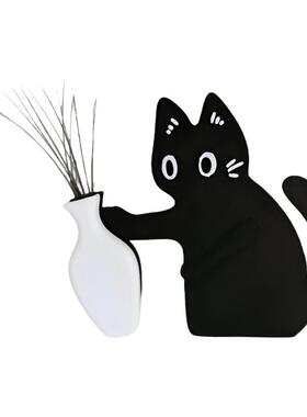 小猫推瓶子磁吸式猫胡子冰箱贴收纳猫咪毛发胡子收集摆件可插花