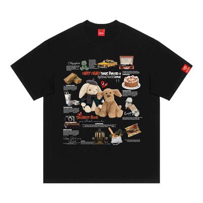 查尔斯桃心趣味玩偶印花短袖男