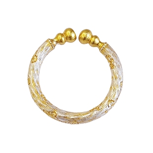 足银9999纯银葫芦戒指女实心开口描金樱花银指环国风气质女友礼物