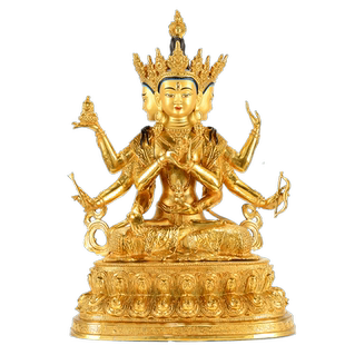 欧斯特《尊胜铜像摆件》铜全鎏金雕花家居装饰客厅桌面玄关像15寸