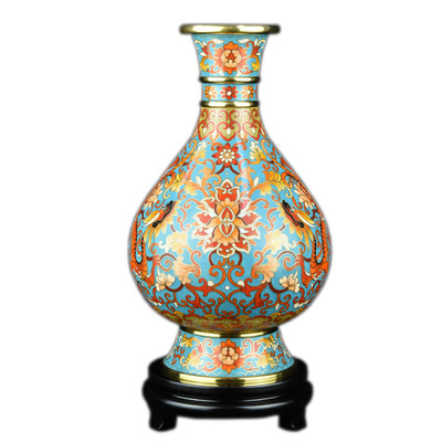 李荣魁大师景泰蓝花瓶铜珐琅摆件