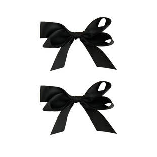 jisoo智秀巴黎时装周同款黑色缎面蝴蝶结发夹边夹双马尾发饰头饰