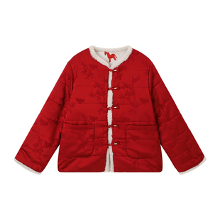布丁哈鲁冬装女童双面穿外套2026秋冬新款儿童保暖国风新年拜年服