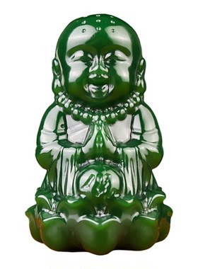 和田玉碧玉宝宝佛玉石手把件