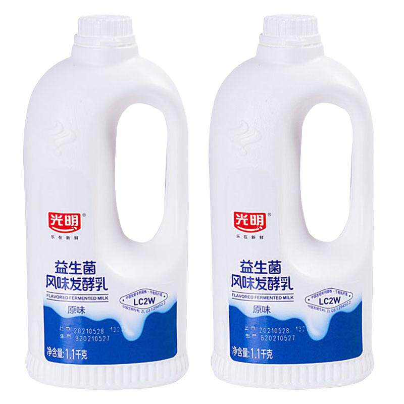 光明益生菌大桶1.1kg桶装酸奶风味发酵乳原味桶装酸奶低温酸牛奶