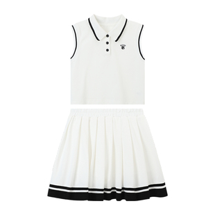 布丁哈鲁夏装童装女童韩系上衣2026夏季新款儿童透气运动套装