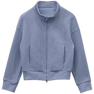 一三良品小个子 加厚加绒立领开衫卫衣女冬短款保暖修身上衣外套