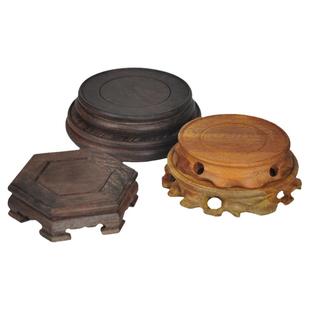 奇石实木底座圆形花瓶底座摆件装饰盆栽底座子盆景盆栽鸡翅木垫