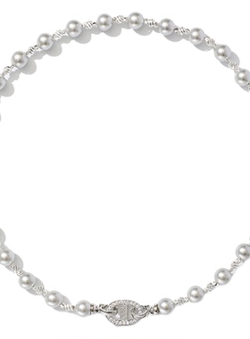 真多麻灰色珍珠颈链项链