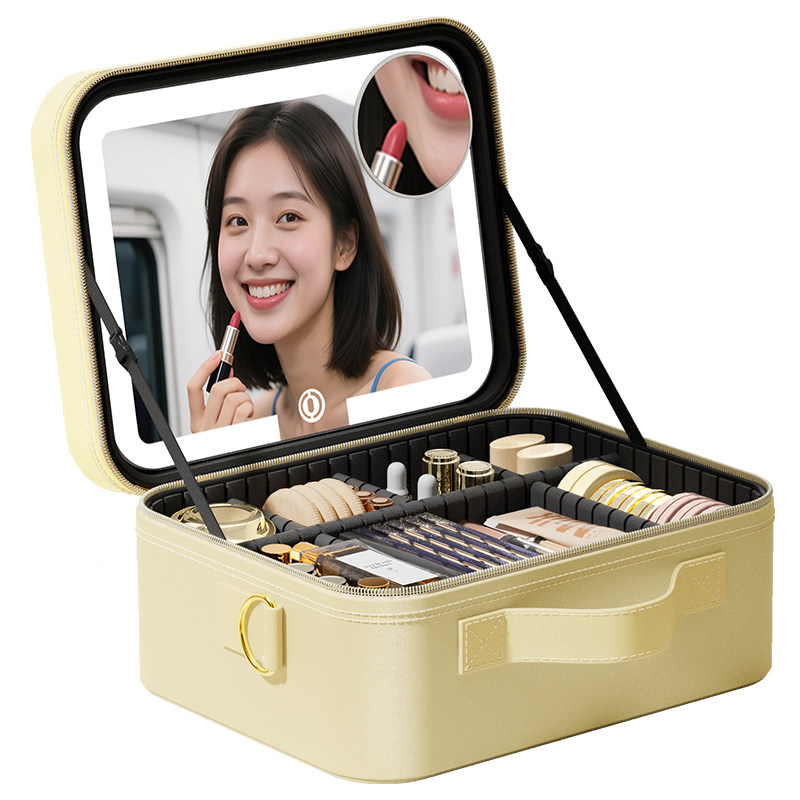 OBOX化妆包新款出行便携洗漱包高颜值分区LED带镜子化妆品收纳盒