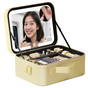 OBOX化妆包新款出行便携洗漱包高颜值分区LED带镜子化妆品收纳盒