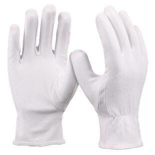 10双装，白手套防滑点纯棉礼仪演出文玩作业司机盘珠棉布白色手套