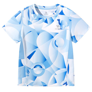 小骆驼童装女童短袖t夏季印花透气训练服儿童T恤男童速干运动上衣