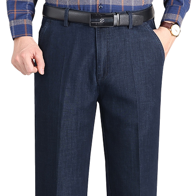 男士牛仔裤爸爸宽松直筒春秋厚款