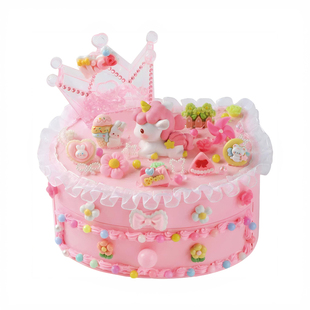 儿童双层收纳盒diy奶油胶手工材料包套装卡通KT女孩塑料首饰盒