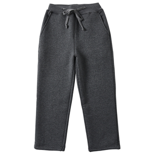 儿童加厚绒运动裤女童男童灰色羊羔绒卫裤深灰色小学生校服裤子冬