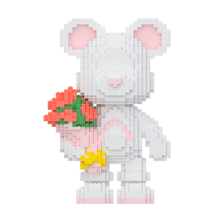 网红新款圆头暴力熊积木玩具手工diy颗粒拼装礼物摆件3D拼图女孩