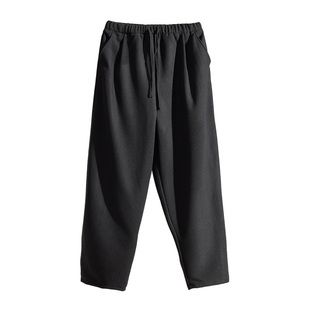 中国风毛呢裤男宽松休闲裤萝卜裤男冬季羊毛裤子男加绒长裤哈伦裤