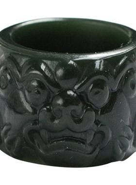 原创和田玉塔青貔貅扳指