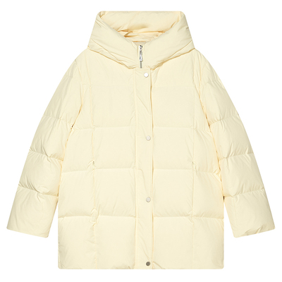 COVERINS浅黄色鹅绒连帽羽绒服女高克重白鹅绒CC34508230
