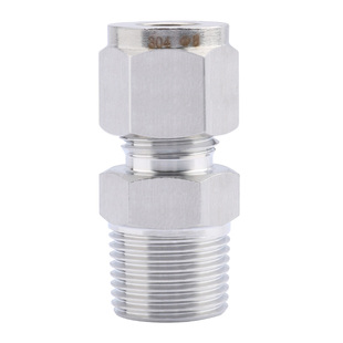 304不锈钢卡套接头 直通终端 单双卡套接头 外螺纹卡套式管接头