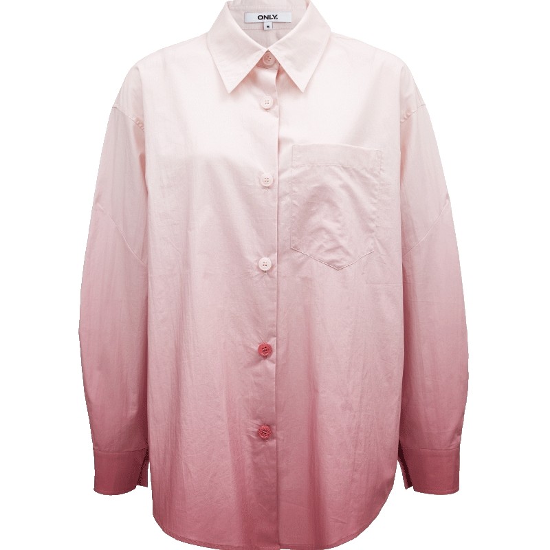 ONLY2025秋季新款透气纯棉渐变晕染设计男友风宽松长袖衬衫女