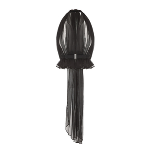 [甄选3折]NanaJacqueline挂脖多系法飘纱套装女半透视上衣配半裙