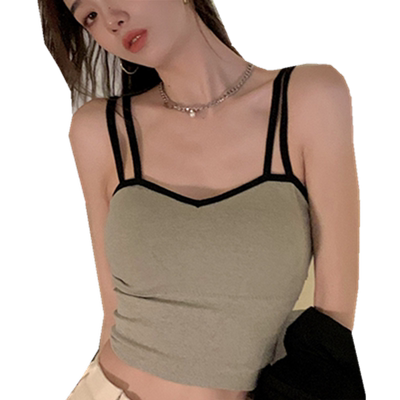 辣妹黑色运动吊带背心裹胸