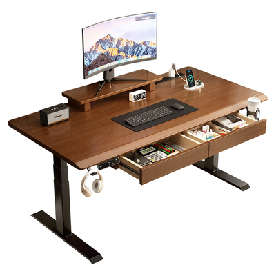 苏木源实木升降桌+榫卯实木抽屉