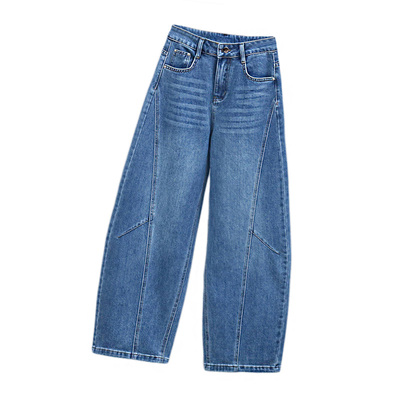 春夏薄款弯刀阔腿显瘦牛仔裤