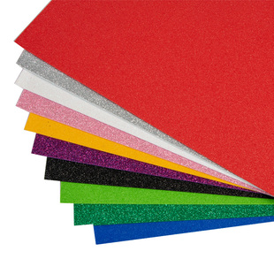 彩色a4金粉海绵纸金葱纸加厚手工diy材料小学生幼儿园eva泡沫纸蝴蝶结带背胶闪光亮片墙贴粘画装饰金色纸红色