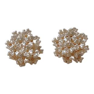 多层次重掰珍珠花朵森系甜美气质耳钉韩版时尚复古百搭耳饰耳环女