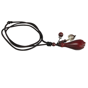 印度小叶紫檀玉兰花吊坠项链毛衣链女实木质饰品忠贞不渝信物花语