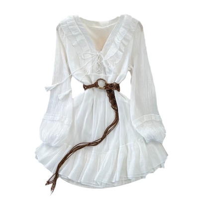 云南新疆草原旅游拍照纯色短裙