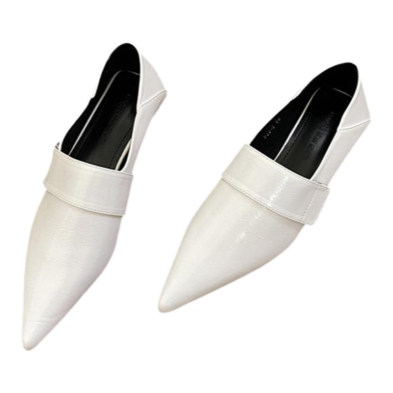 2022秋季新款魔术贴尖头小细跟低跟单鞋深口软底猫跟小皮鞋英伦风