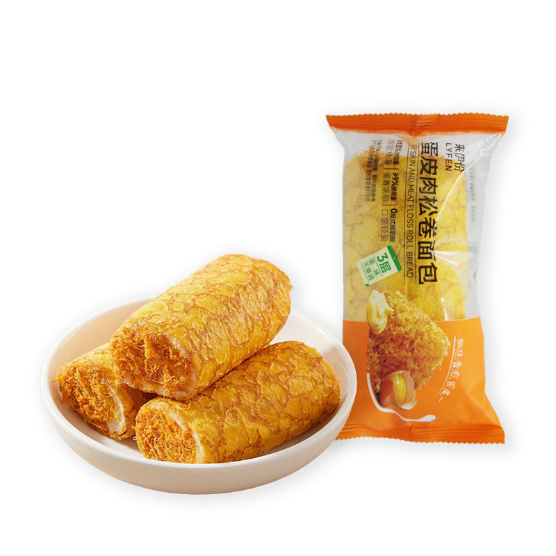 来伊份蛋皮肉松卷面包10包糕点