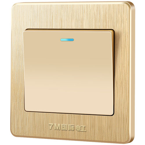 国际电工开关插座 86型暗装墙壁香槟金面板单联1位 一开单控开关