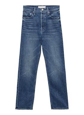 motherdenim蓝色直筒牛仔裤