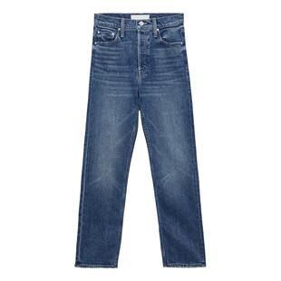 mother denim牛仔裤女蓝色直筒裤子2026年春季新款小个子推荐显瘦