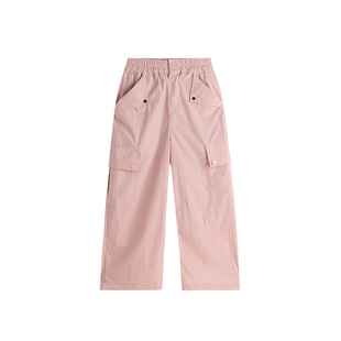 布丁哈鲁春装女童休闲长裤2026春秋新款儿童洋气大童阔腿工装裤