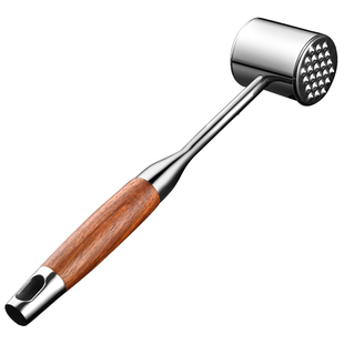 欧乐多肉锤304不锈钢敲肉锤子大排锤肉器家用牛排工具松黄花木柄