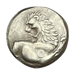 古希腊罗马回首狮小古币小狮子银币纯银真币复刻耳饰吊坠戒指镶嵌