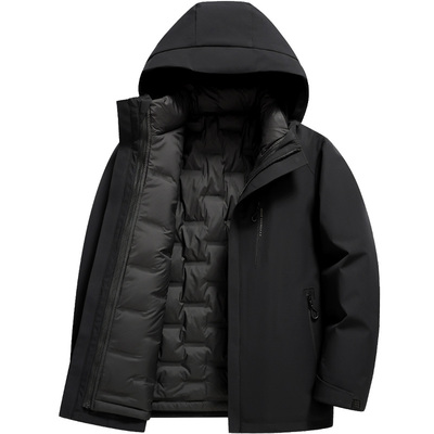 雪中飞冬季连帽可脱卸内胆羽绒服