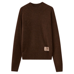 水云间咖色牦牛绒针织衫女小立领毛衣厚复古迪木尔风宽松上衣2025