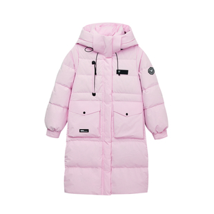 快鱼羽绒服女2025冬季新款简约百搭女士中长款连帽加厚保暖外套女