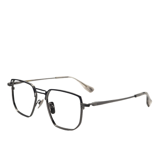 155mm双梁款眼镜框男款超轻纯钛眼镜架近视男士多边形大框撞色潮