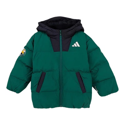 Adidas/阿迪达斯正品冬季小童复古拉链经典连帽长袖羽绒服KC2813