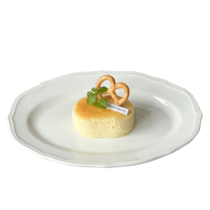 法式复古陶瓷椭圆盘蛋糕甜品盘早餐盘牛排西餐盘菜盘白色碟子平盘